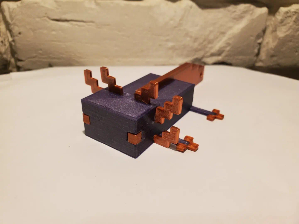 Аксолотль MineCraft стилизованный (из игры Майнкрафт), 3D Печать, 7х5х10см, медно-фиолетовый