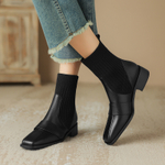 MINGRENYANSE Cow Leather Ankle Boots 4cm Women"s
