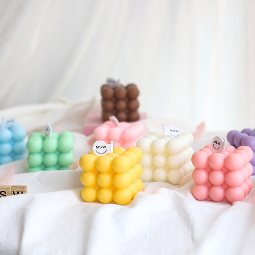 Декоративная свеча "Bubble Cube", бирюзовая