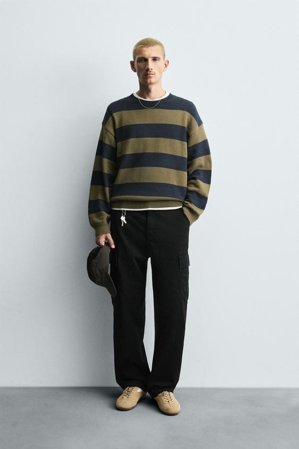 ZARA БРЮКИ-КАРГО STRAIGHT FIT, ЧЕРНЫЙ