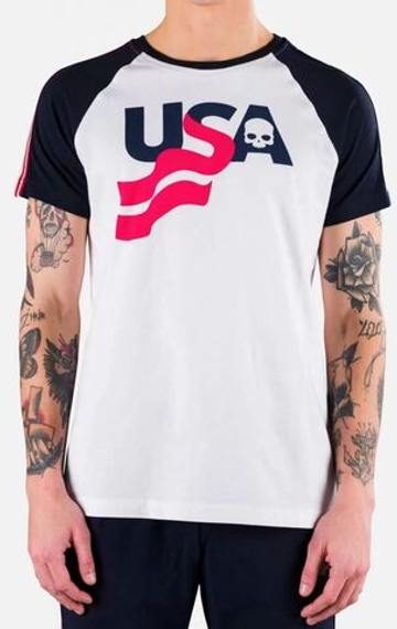 Мужская теннисная футболка Hydrogen USA Cotton Tee - белый