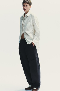 ZARA БРЮКИ-БАЛЛОНЫ КАРГО, ЧЕРНЫЙ