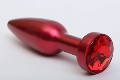 Большая красная анальная пробка с красным стразом - 11,2 см. (Цвет: красный)