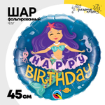 Шар Фольгированный Русалка фиолетовые волосы (Синий)