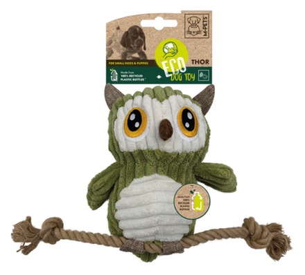 M-PETS Игрушка мягкая для собак Сова с канатом, 30 см