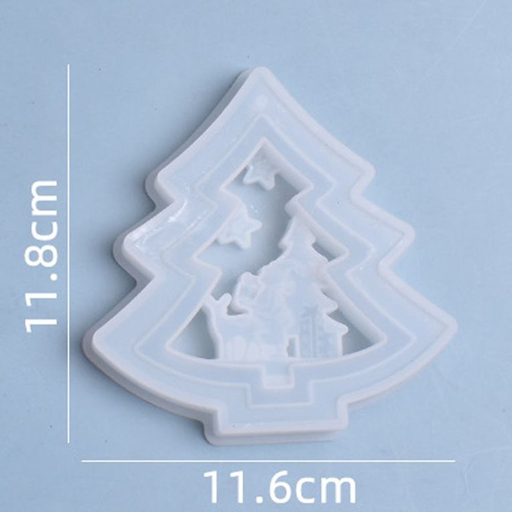 Силиконовый молд  «Елочка с оленем и подарками»  (размер формы 11.8*11.6 см)