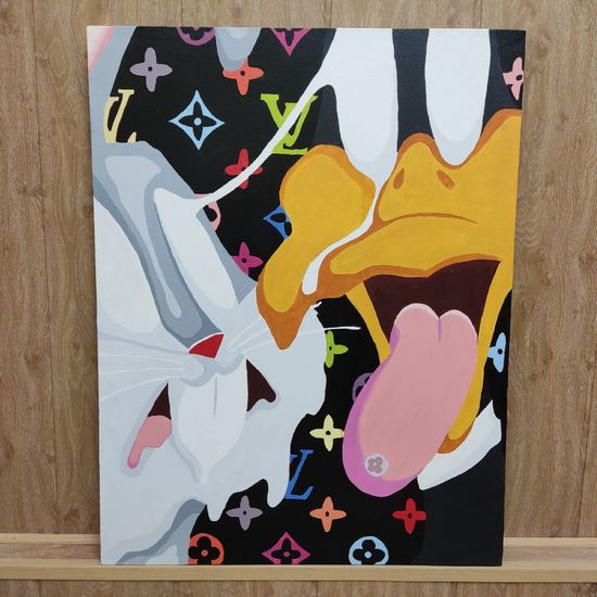 Картина авторская на холсте Луни Тюнз (70х90см)