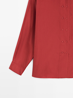 Massimo Dutti Рубашка из 100% шелка с пуговицами, темно-розовый