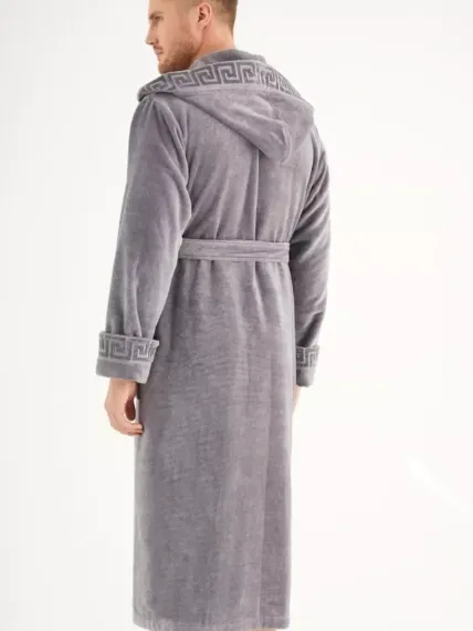 Халат мужской махровый 1390 серый Nusa Турция
