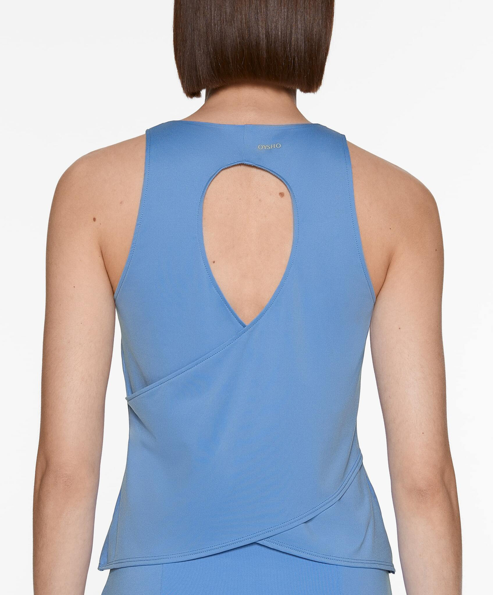 Oysho Футболка комфортлюкс с перекрестной спиной, синий