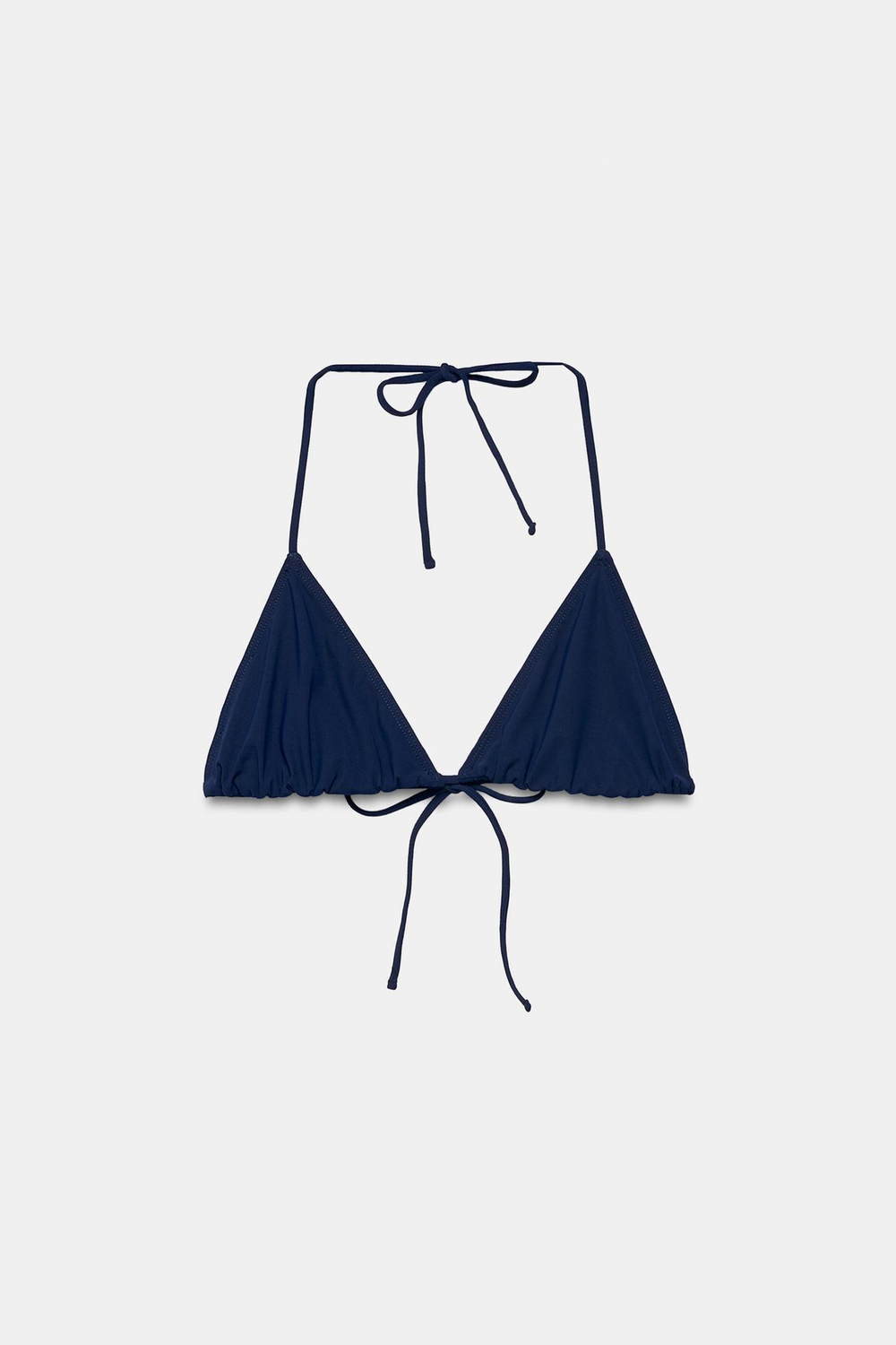 ZARA ОДНОТОННЫЙ ТОП БИКИНИ С ТРЕУГОЛЬНЫМИ ЧАШКАМИ, МОРСКОЙ СИНИЙ