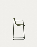 Полубарный стул Maurina из зелёной оцинкованной стали и зелёного шнура 64,5 см