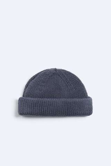 ZARA КОРОТКАЯ ШАПКА БИНИ, СИНИЙ