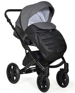 Детская коляска Indigo Mio 2 в 1 Mi 07 черная кожа+черный узор