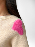 Свитер Yixuan 5011 трикотажный на манжете с сердцами однотонный светло-бежевый