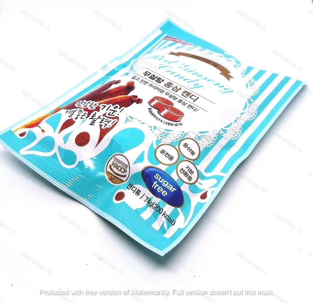 Карамель без сахара со вкусом красного женьшеня Melland Premium red ginseng candy sugar free, 74 гр.