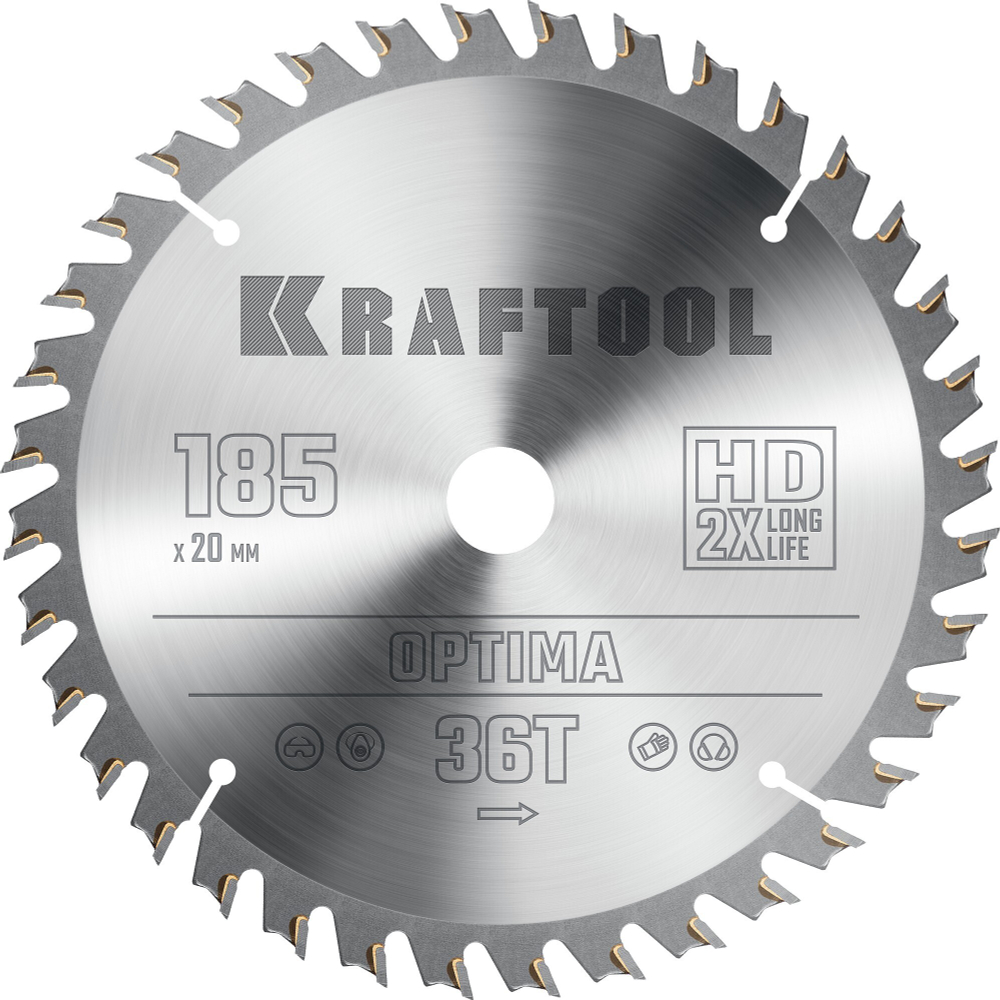 KRAFTOOL Optima, 185 х 20 мм, 36Т, пильный диск по дереву (36951-185-20)