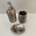 Набор из оникса 3 предм Grey NO-63255  дозатор, стаканчик, мыльница 151