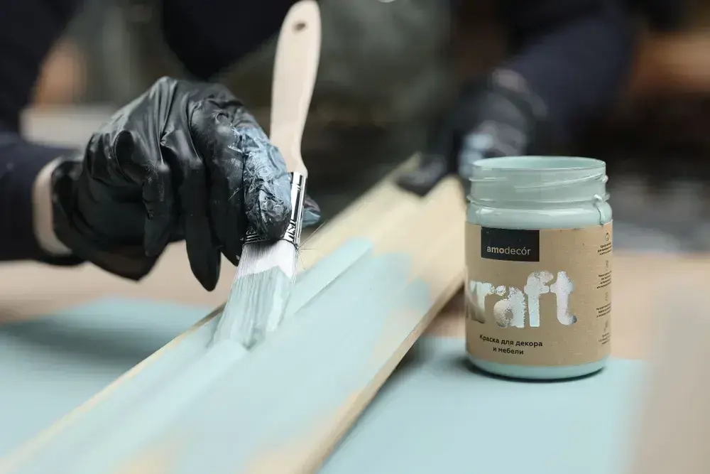 Краска для мебели и декора меловая AMOdecor МЯТА (0,25 кг) матовая, акриловая, без запаха, для дерева, дверей