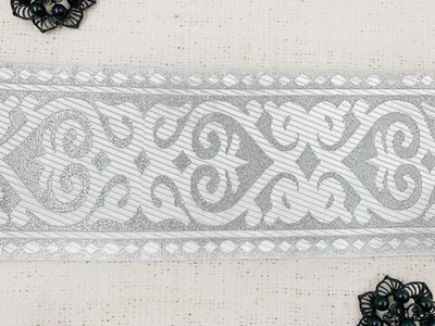 Тесьма жаккард, ш. 10 см, серебро