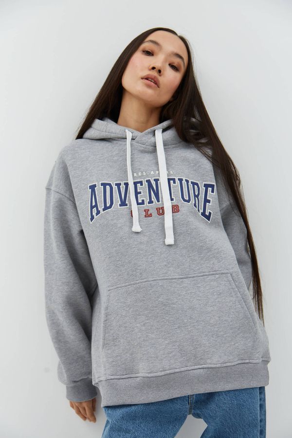 Худи Adventure University Серый меланж - фото 1