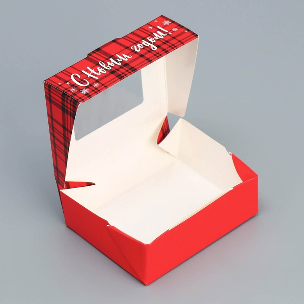 Коробочка подарочная новогодняя, складная 10×8×3.5 см «Веточки»