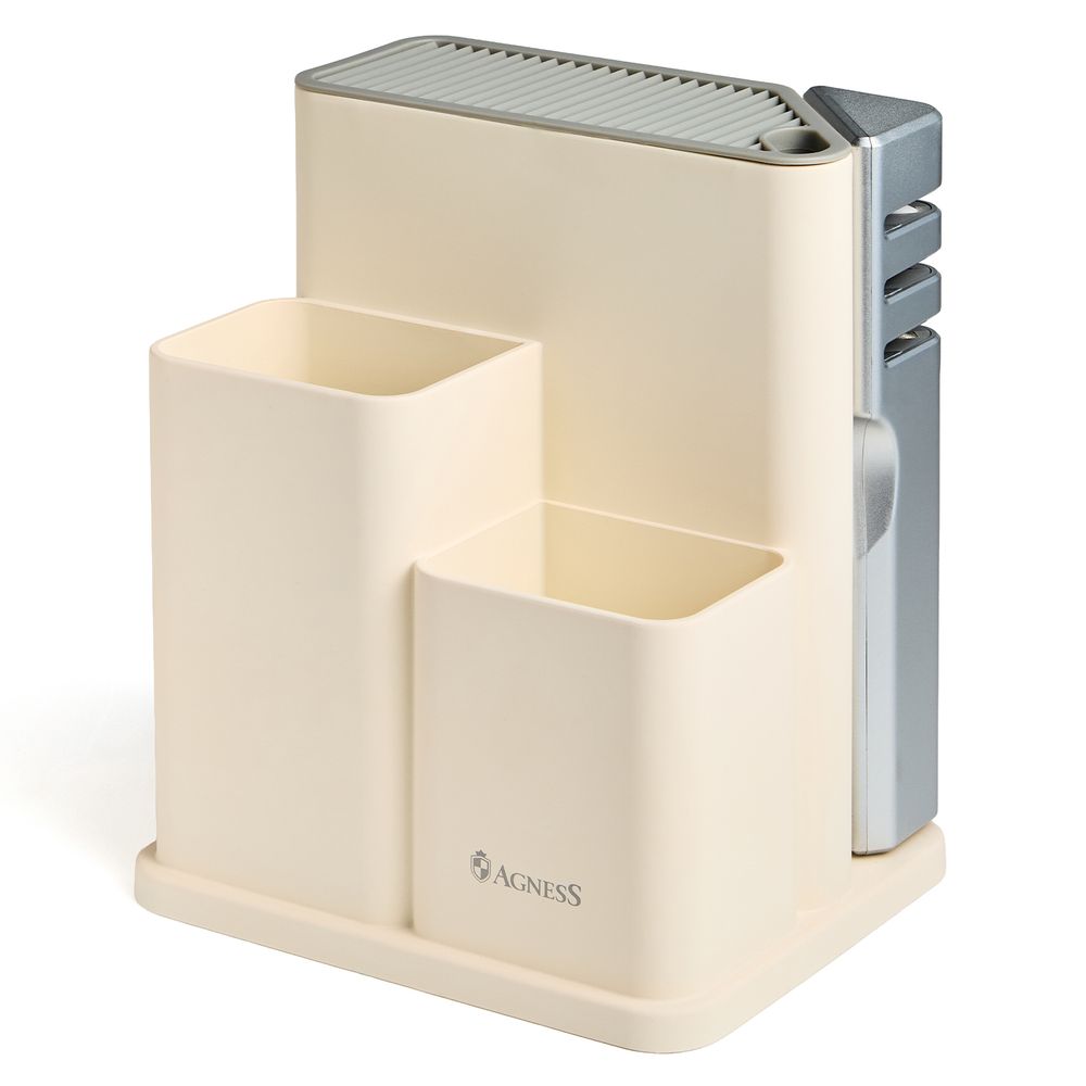 НАБОР AGNESS ИЗ 11ПР: 5 НОЖЕЙ,ПОЛОВНИК,ЛОПАТКА,ШУМОВКА,ПОДСТАВКА,НОЖЕТОЧКА,НОЖНИЦЫ, ЦВЕТ:БЕЛЫЙ/СЕРЫЙ