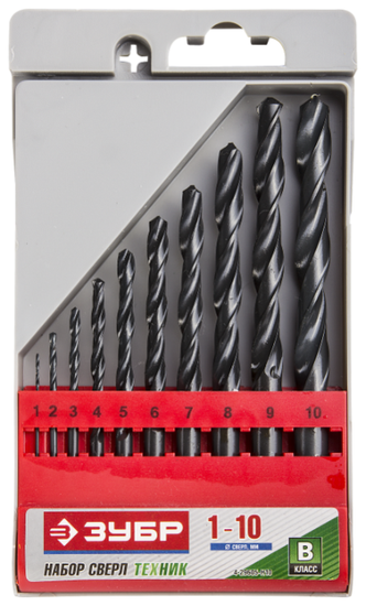 Набор ЗУБР сверла металл 1-10мм.10шт.29605-Н10