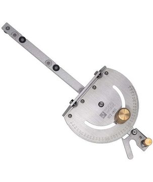 Упор угловой с транспортиром для пиления и фрезерования с шагом 1° и углом 22.5°, латунная рукоятка WOODWORK MIT-003