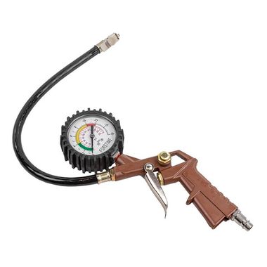 Пистолет для подкачки шин с аналоговым манометром и шлангом (0-16Bar), в блистере FORSTIME FT-STG-05