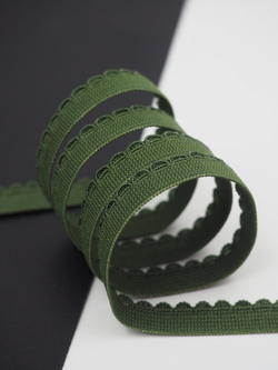 Бельевая резинка хаки ажурная ширина 10 мм с учетом фестона