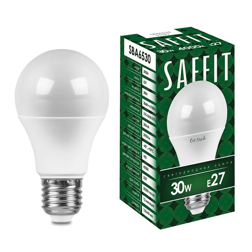 Лампа светодиодная. 30W 230V E27 6400K A65. SBA6530