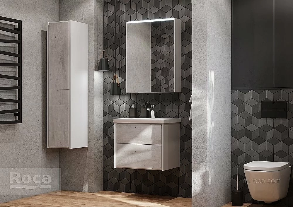 Тумба с раковиной Roca Ronda ZRU9303002 60 белый матовый/бетон