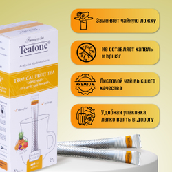 TEATONE, черный чай премиум качества, тропический,15 стиков