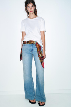 ZARA ПЛАТОК ИЗ ВИСКОЗЫ С ЦВЕТОЧНЫМ ПРИНТОМ, БУРГУНДИ