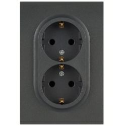 Розетка ЭРА Arktik 16-2105-06 двойная с заземлением 2X2P+E Schuko со шторками 16А-250В графит | Эра Arktik