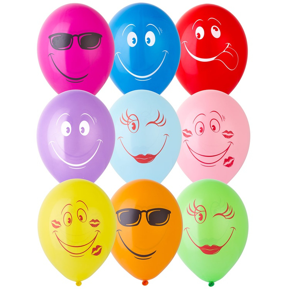 Шар латексный 30см Улыбка (Ассорти)