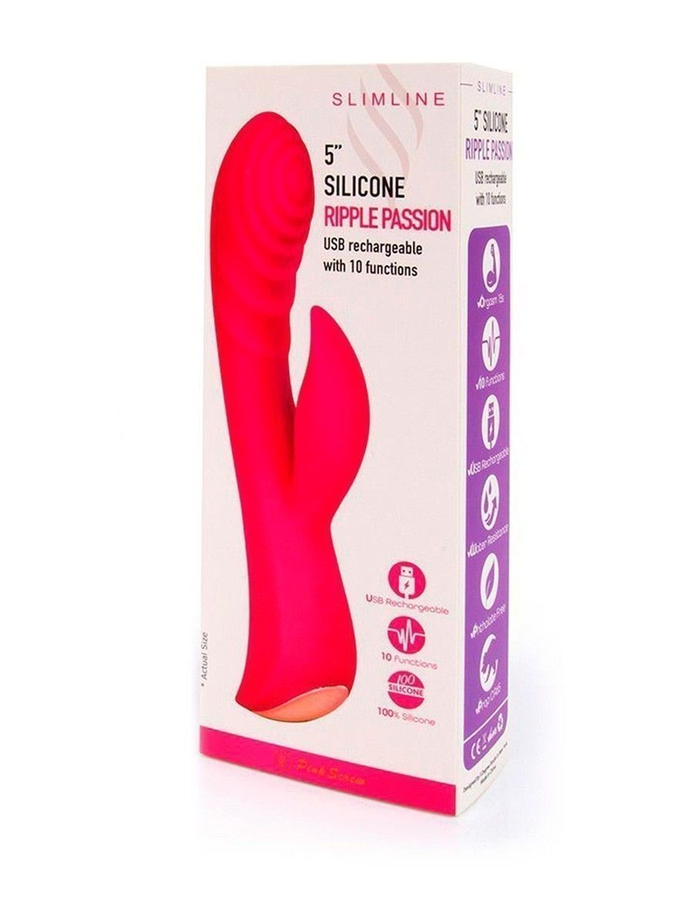 Красный перезаряжаемый вибратор-кролик - 19,1 см. (Цвет: красный)