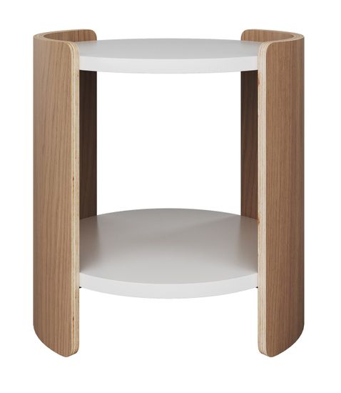 Столик Lagom D 43 см высота 45 см (белый, натуральный дуб)