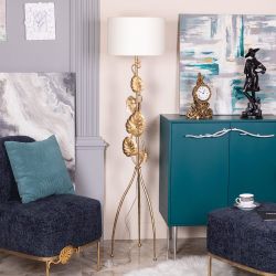 Светильник напольный торшер Monstera Deliciosa (Монстера) с абажуром Винтаж-2 Айвори