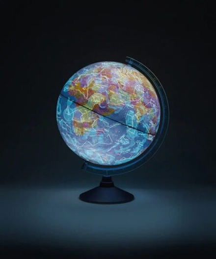 Глобус интерактивный д-р 250 ДЕНЬ И НОЧЬ с двойной картой, подсветка от батареек