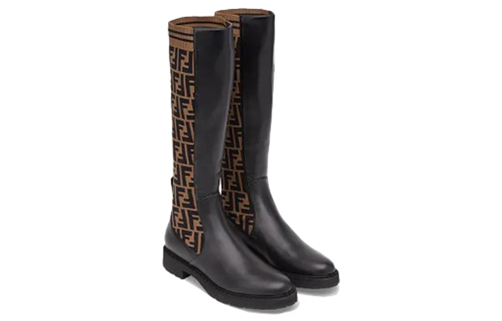 FENDI FF Rockoko Leather Boot "Black Tabacco"