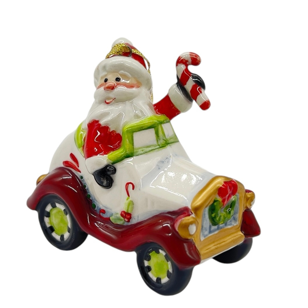 Игрушка ёлочная Санта в машине