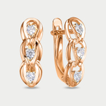 Серьги женские с фианитами из розового золота 585 пробы (арт. 1204471)