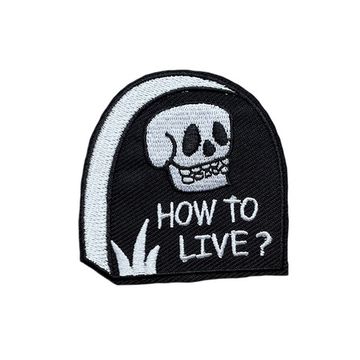 Нашивка термоаппликация на одежду и  на рюкзак. How to live? Скелет