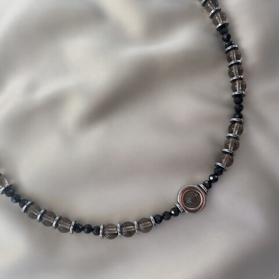 Комплект "Тайна ночи" с раухтопазом и шпинелью