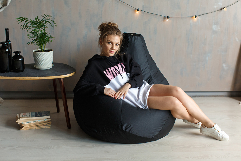 Кресло Мешок Груша Фьюжн Черное (5XL, Классический)