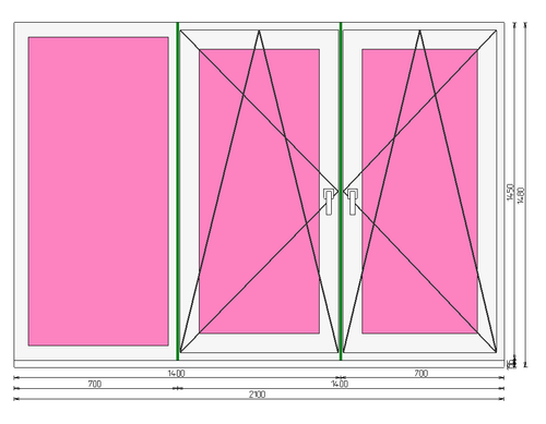 Пластиковое окно 1450 х 2100 ТермА Эко