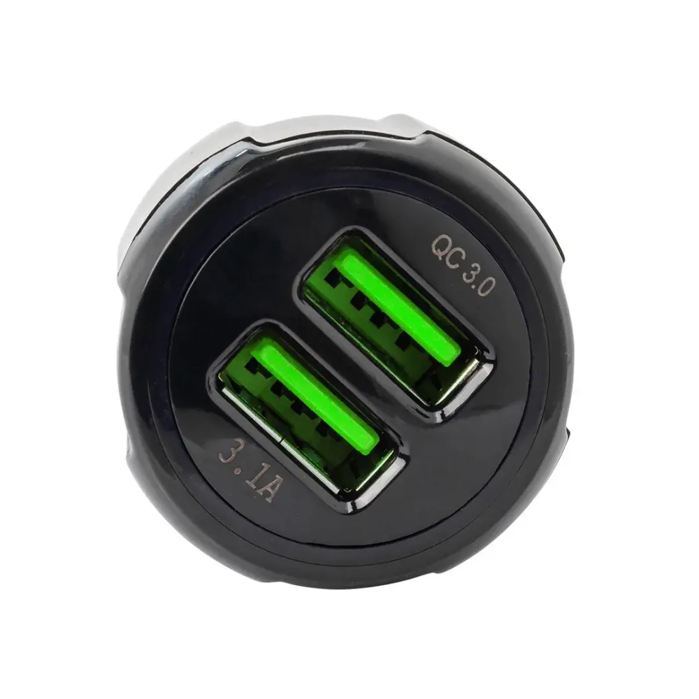 Автомобильное зарядное устройство FY-205 (12V-24V, USB 2:5V-Max 3.1A, QC3.0: 5V/3A,9V/2A,12V/1.5A) KING FY-205