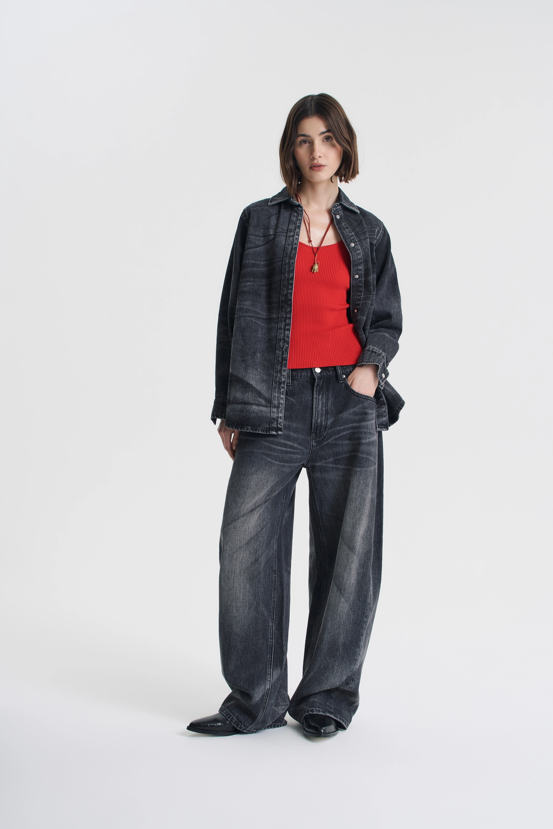 Джинсовая рубашка acid wash